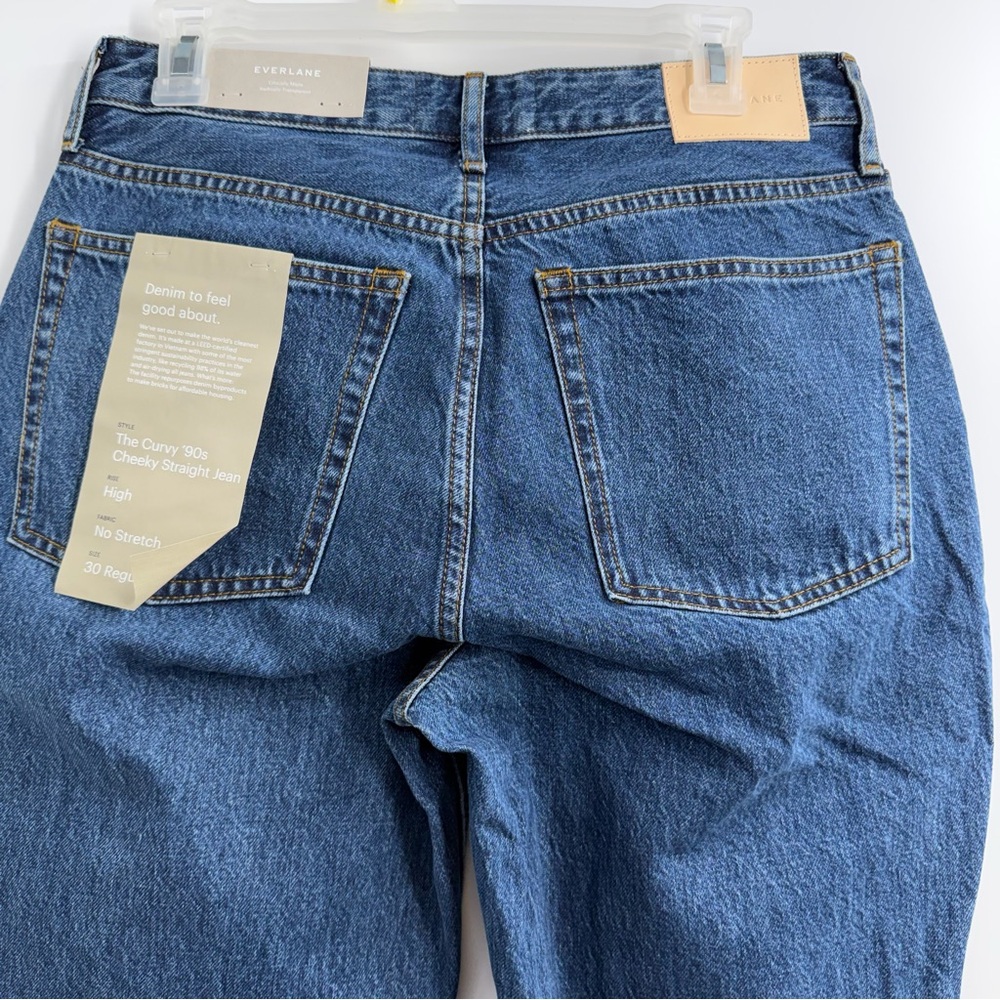 Everlane Curvy 90s Cheeky Straight Jeans Womens 30 NWT High Rise Rigid Denim - Picture 4 of 9